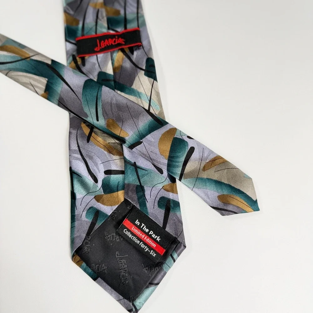 J. Garcia Tie Limited Edition In The Park Collection 46 Abstract Silk Necktie